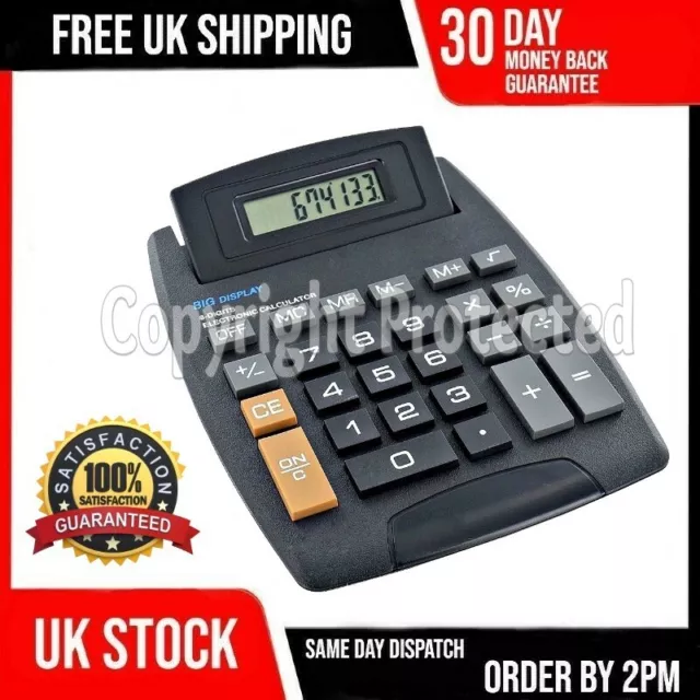 Large Button Numbers Jumbo Calculator School Office Home Battery Pop Up Display