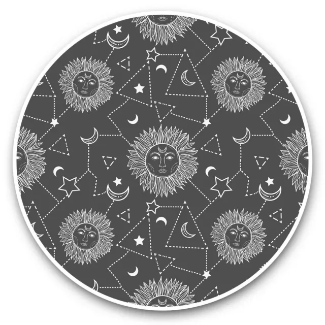 2 x Vinyl Stickers 25cm (bw) - Pretty Sun Moon Stars Celestial  #35708