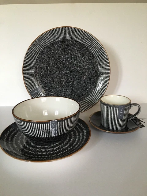 Kitchenware Fox And Ivy Nero Dinner Set Black Ceramic Dinnerware