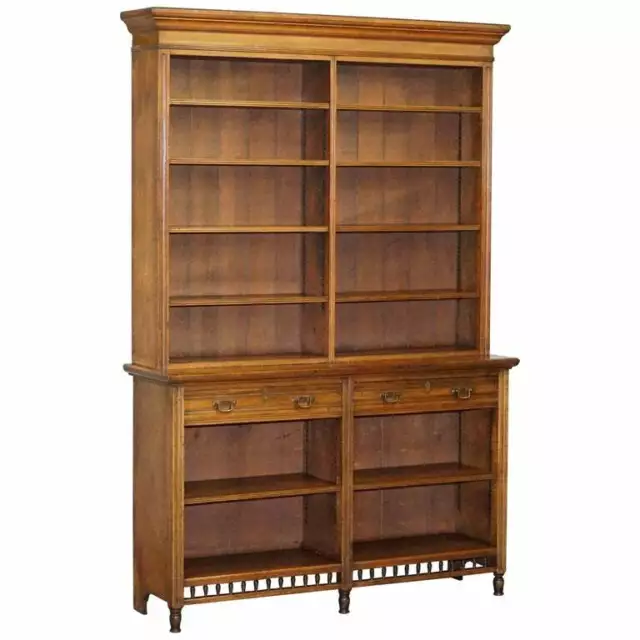 Stunning Maple & Co Oak Victorian Library Bookcase With Drawers Stamped Serial N