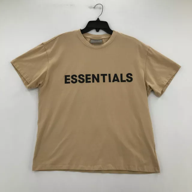 Fear of God Essentials Shirt Mens Small Khaki Brown Short Sleeve Crew Tee Men