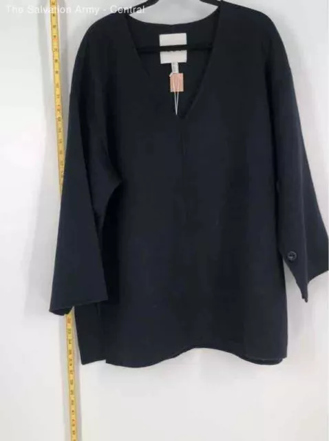 COS Womens Navy Blue V-Neck Long Sleeve Buttoned Poncho Sweater Size M/L