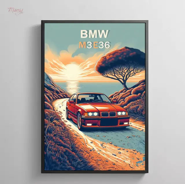 BMW E36 M3 Sports Cars Canvas Poster Art Print Decor