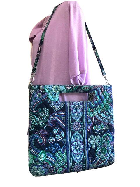 Vera Bradley Top Zip Hipster Shoulder Crossbody Bag Haymarket Paisley Green EUC