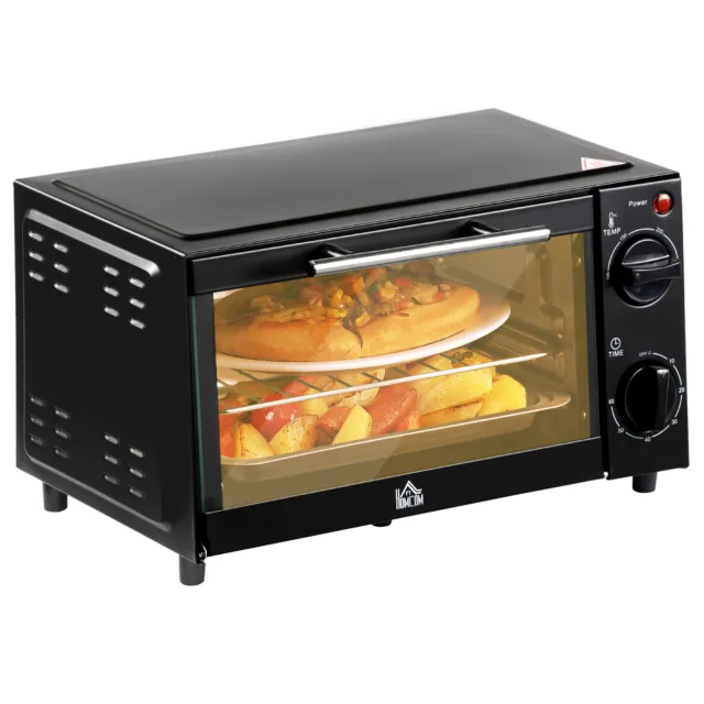 Homcom Mini Ofen 9L Arbeitsplatte Elektrogrill mit verstellbarer Temp Timer 750W