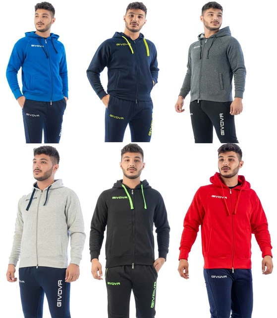 Tuta Uomo Donna Givova Invernale Sport Giacca Zip Con Cappuccio Felpata Sportiva