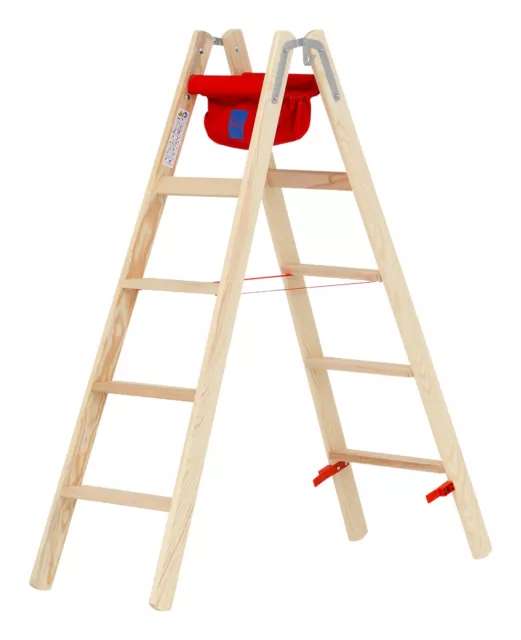 Hymer Holz Stufenstehleiter 5 Stufen Leiter Steh Malerleiter inkl. Tasche Haken