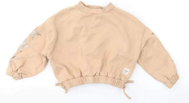 Nutmeg Girls Beige Cotton Pullover Sweatshirt Size 4-5 Years - Stars