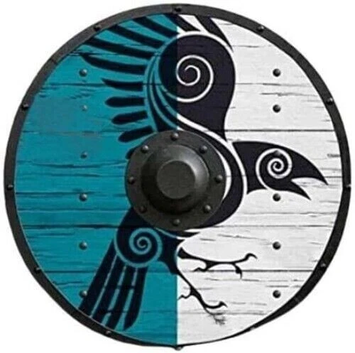 Viking Raven Uccello di Legno Shield Historical Artistico Halloween Battle War