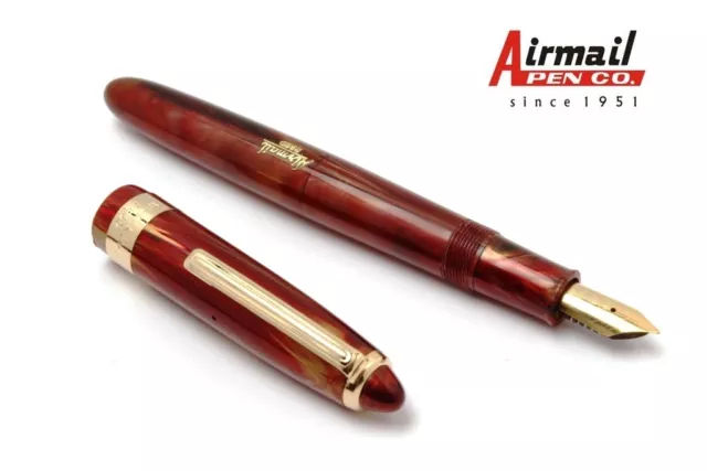 Airmail 69LG Acrylic Fountain Pen Buy 1 Get 1 Free Golden Trims Red Marble Body