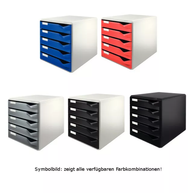 LEITZ Schubladenbox Post-Set, 5 Schübe, DIN A4, Schubladenset, mit Griffloh
