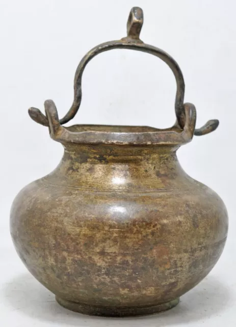 Antique Brass Water Pot Lota With Handle Original Old Hand Crafted Engraved 2