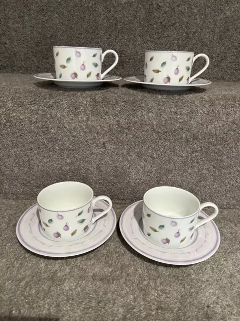4 x Marks Spencer M&S Berries and Leaves Tea Cups / Saucers Set - VGC
