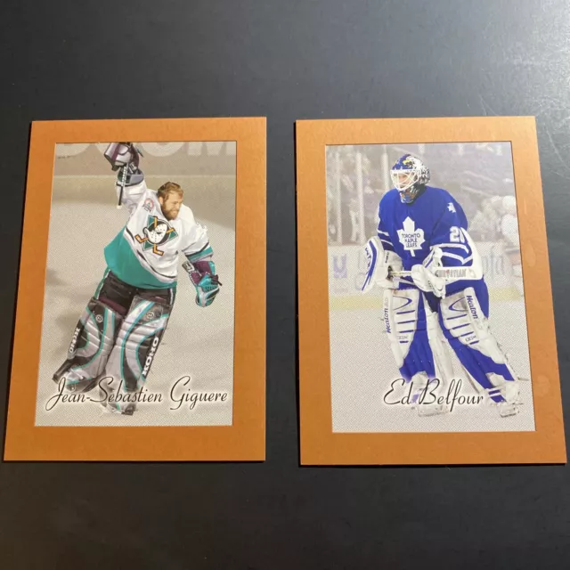 Set Of 2- 2003-04 Upper Deck Bee Hive 5x7 Jean-Sebastien Giguere #1 & Ed Belfour