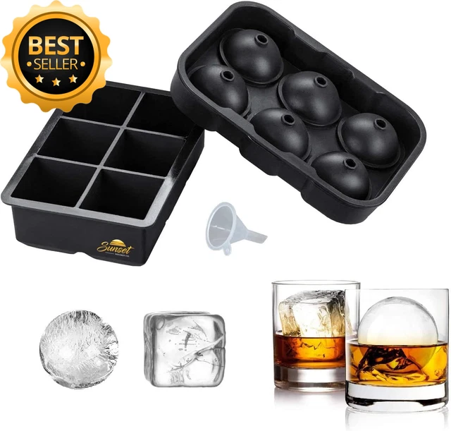 Chiclify Ice Ball Molds 6-Pack – 2.5 Inch Large Round Silicone Mold With Lids, Slow Melting For Whiskey & Cocktails