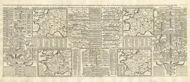 Antique Map-FRANCE-MONARCHY-ROMAN EMPIRE-GENEALOGY-Chatelain-1732