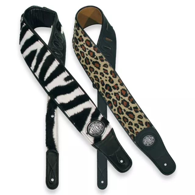 ░▒▓ GAUCHO Tier Gitarrengurt ▓▒░ Wildlife Zebra oder Leopard gepolstert Design