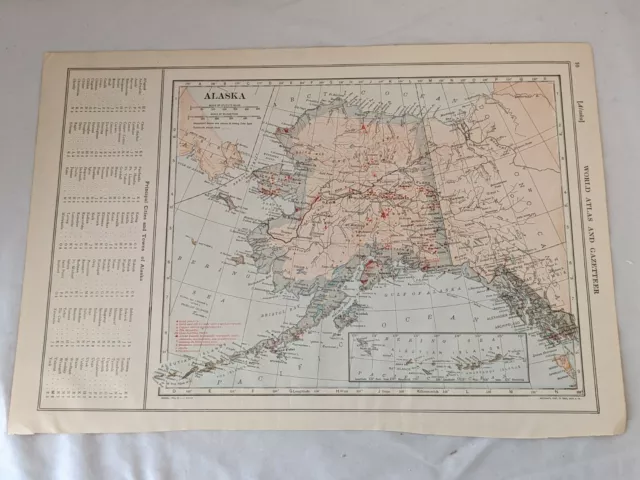 Antique 1915 Two-Sided Color Map of Alaska & Alabama 10" x 15"