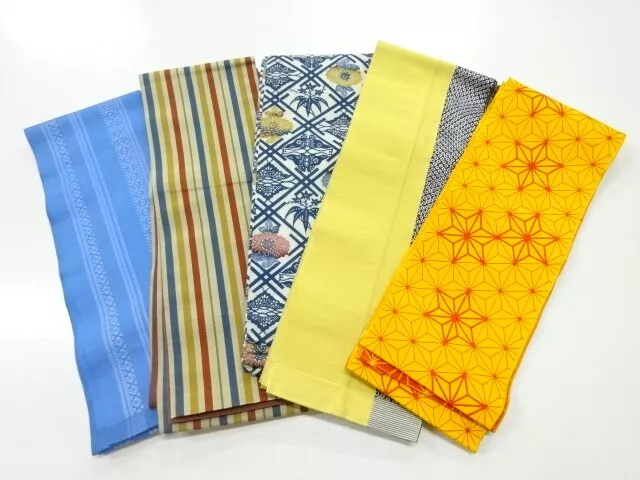 80882# Japanese Kimono / Antique Hanhaba Obi / Set Of 5