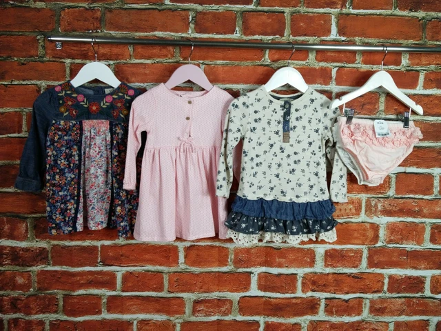 Baby Girls Bundle Age 12-18 Months Next Dress Knickers Floral Pink Frill 86Cm