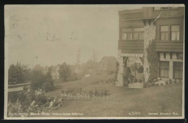 WA Seattle RPPC 1909 ALKI POINT from WEST HIGHLAND DRIVE by Oakes Photo 597