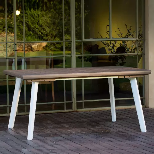 Tavolo Harmony estensibile in resina bianco/tortora cm 160/240x100x74 da esterno
