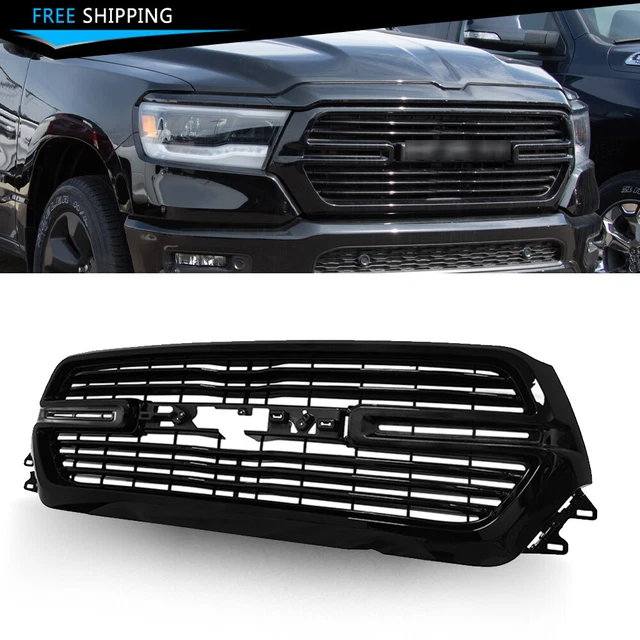 GLOSS BLACK FRONT Bumper Mesh Grille For 2019 2020 2021 2022 Dodge Ram