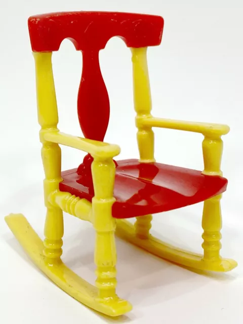 Vintage Renwal Dollhouse Miniatures No. 65 Red and Yellow Rocking Chair Rocker