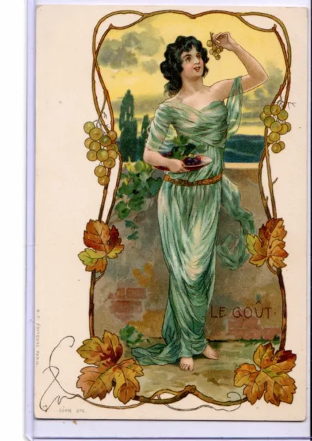 Art Nouveau Postcard - Beautiful Woman - Le Gout - Sense of Taste