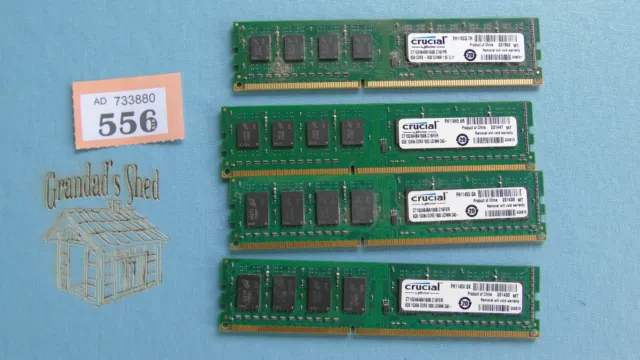 CRUCIAL DDR3 joblot 32GB 1600 MHz PC3-12800 Desktop Memory RAM 240Pin DIMM #556