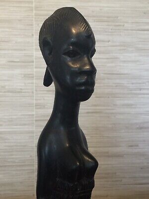 Large, Beautiful Vintage Black Soapstone African Woman, Beautiful Work Of Art.