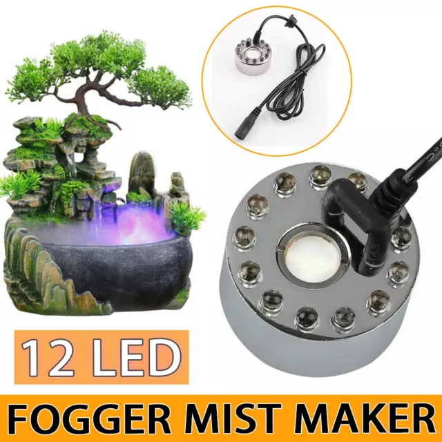 12 LED Fountain Mister Fogger Mist Maker Air Humidifier AU Plug Fish Aquarium