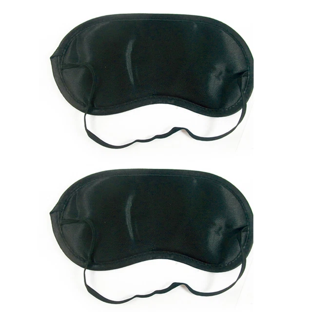 2 Sommeil Yeux Masque Soie Voyage Teintes Bandeau Noir Couchage Soins Housse