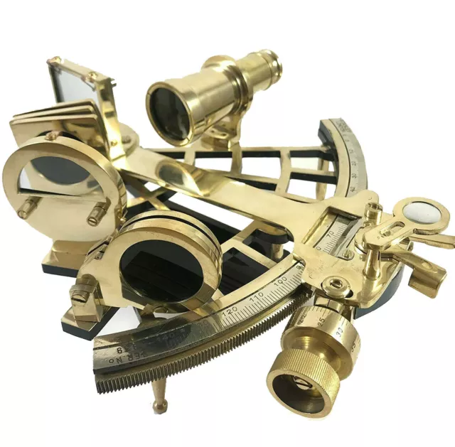 9" nautischer Sextant aus massivem Messing Vintage Arbeitsinstrument Marine...