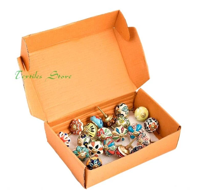 Farmhouse Decor Knobs for Dresser - Vintage Assorted Rare Handpainted Ceramic Do