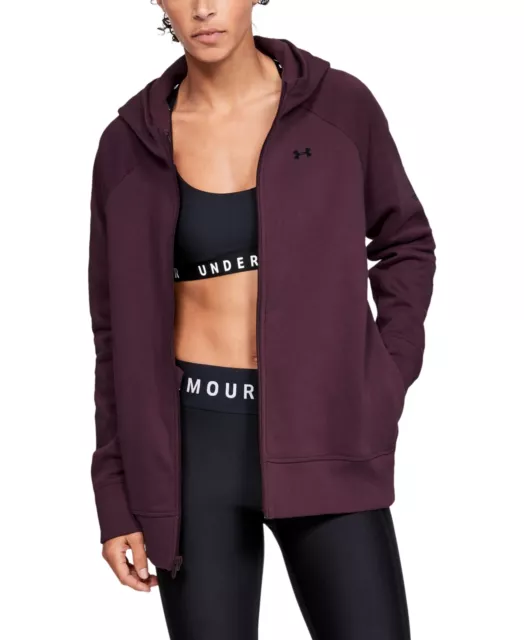 Under Armour Womens Rival Zip Fleece Hoodie Level Purple Size L