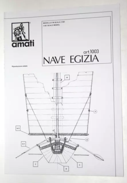 Amati Disegno Piano Di Costruzione Nave Egizia 1:50 Art 1003 2