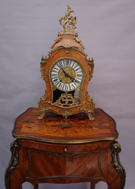 Antique Style French Empire Clock + Table Kingwood & Ormolu drawer + Slide C20th