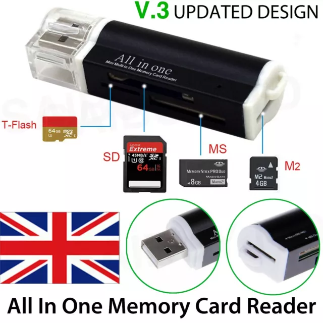 All in One all in 1 USB Memory Card Reader Adapter for Micro SD MMC SDHC TF M2