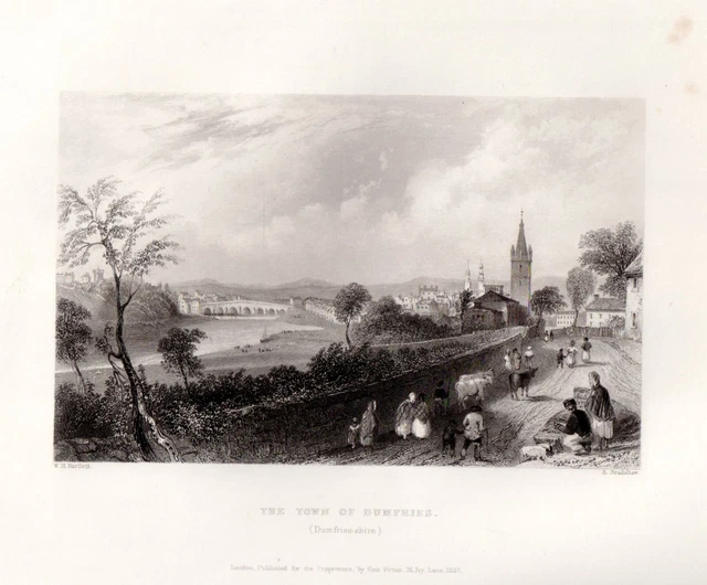 Dumfries  Galloway River Nith Scotland  Antique Print 1836