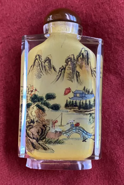 Chinese Exquisite Handmade landscape Inner painting Glass snuff bottle