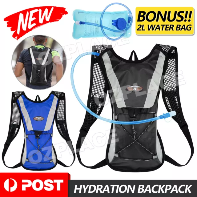 Hiking Camping Cycling Running Hydration Pack Backpack Bag + 2L Water Bladder AU