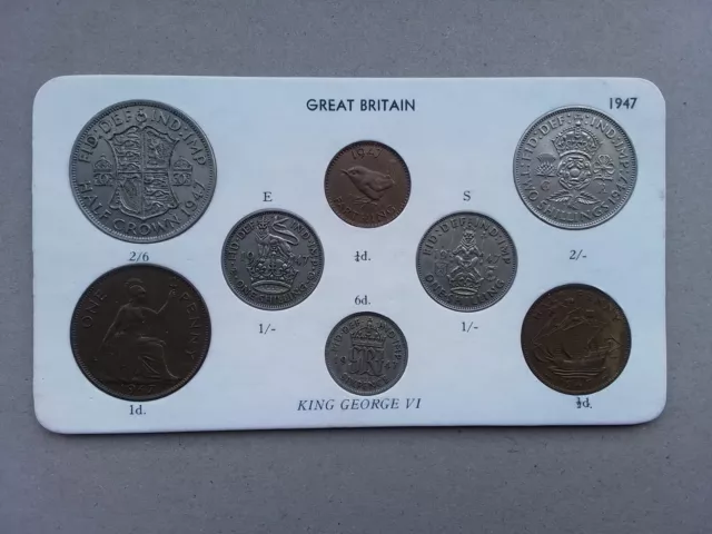 1947 King George VI Coin Set - Presentation Card - Nice Condition