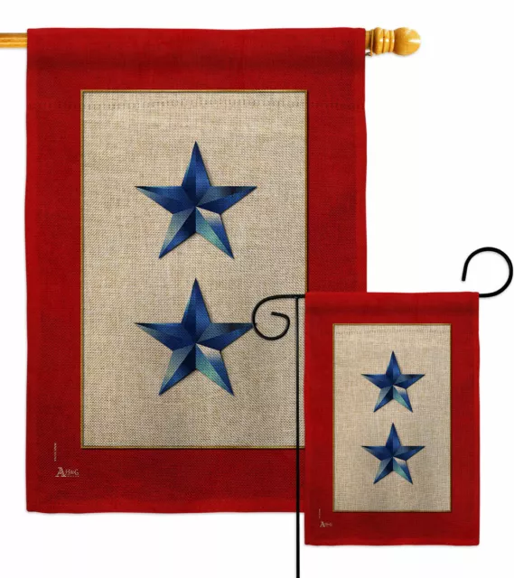 2 Blue Stars Burlap Garden Flag Armed Forces Military Service Gift Yard Banner