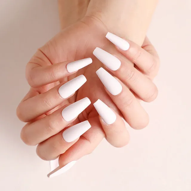 100X French Acrylic False Nail Tips Stiletto Almond Coffin Natural Clear UV Gel 3