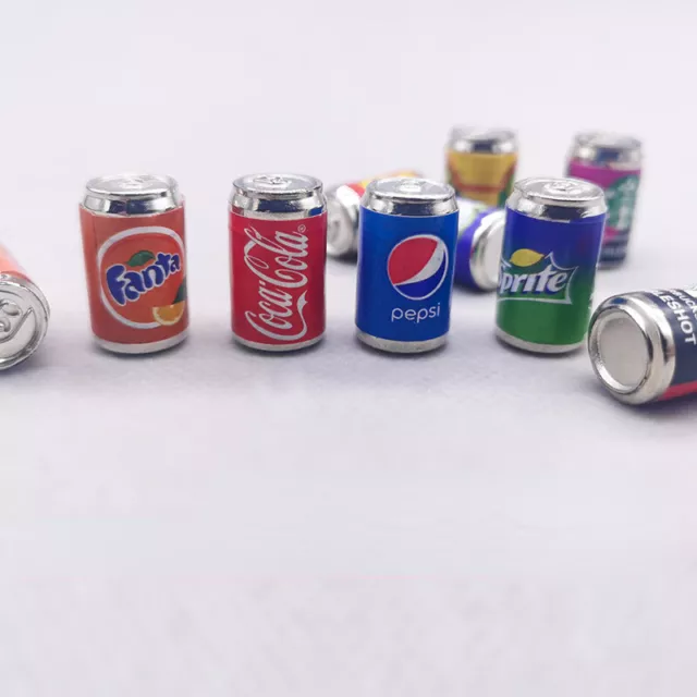100pc Dolls House 1/6 Scale Miniatures Cola Pepsi Fanta Can Soda Drinks Canned