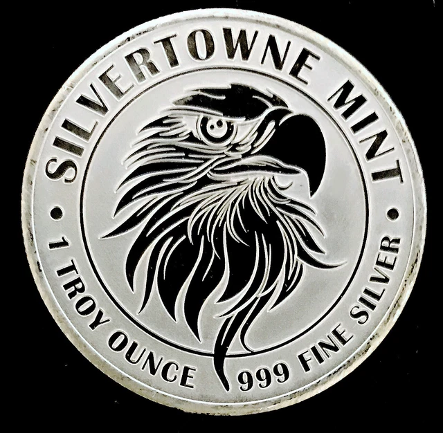 SILVERTOWNE REVERSE PROOF EAGLE! .999 FINE! LOOKS HOLOGRAPHIC! 1oz!WOW #F255_66