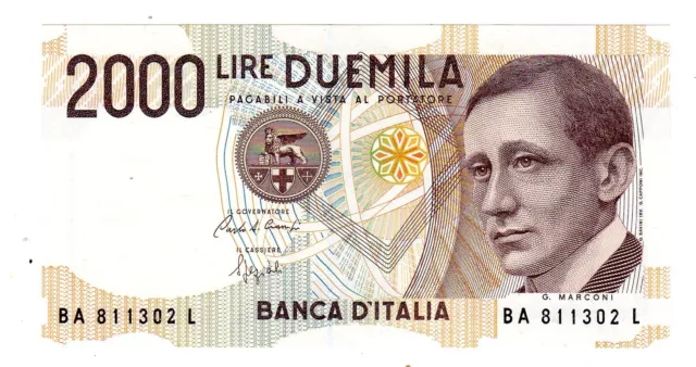 Italie ITALY ITALIA Billet 2000 LIRE 1990 P115 G. MARCONI NEUF UNC