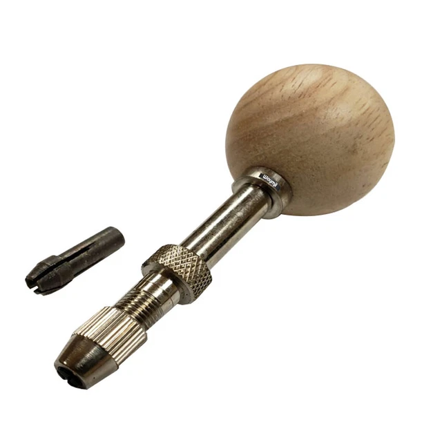 Swivel Head Pin Vise Hand Held Chuck Holder Round Ball Wood Handle Range 0-3.0mm