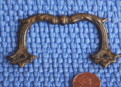 Pair ANTIQUE SOLID BRASS FRENCH PROVINCIAL DRAWER PULLS / Box HANDLES 2
